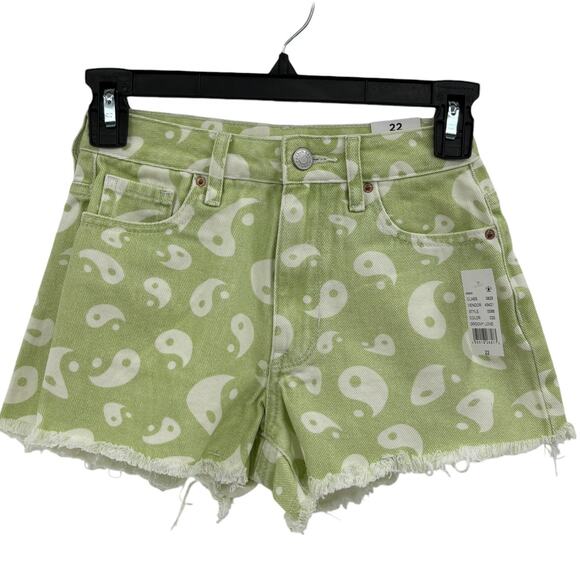 PacSun Green Eco Yin & Yang High Waisted Cotton Denim Festival Shorts - Picture 5 of 11